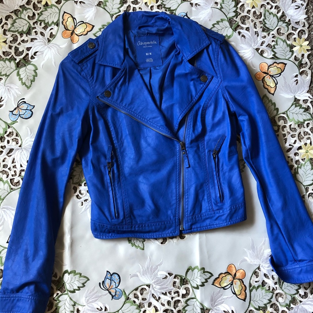 Aeropostale Blue/Purple Faux Leather Jacket